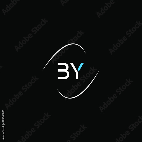 B Y letter logo abstract design on black color background