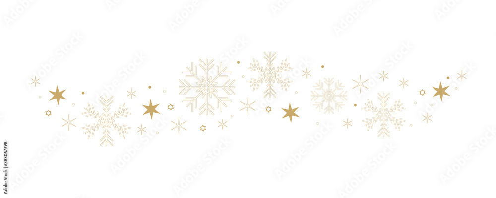 snowflakes and stars border isolated on white background vector illustration EPS10 - obrazy, fototapety, plakaty 