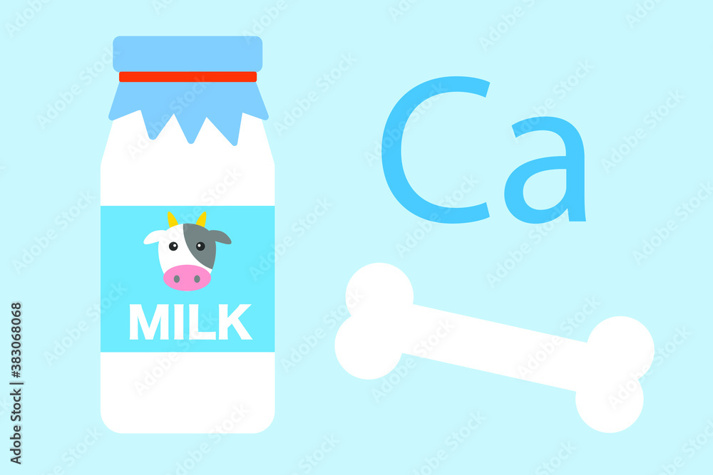 牛乳とカルシウム　ベクターイラスト