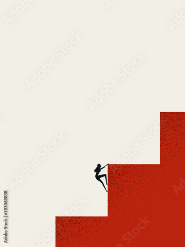 Business woman career success, overcome challenge vector concept. Symbol of opportunity, hard work.