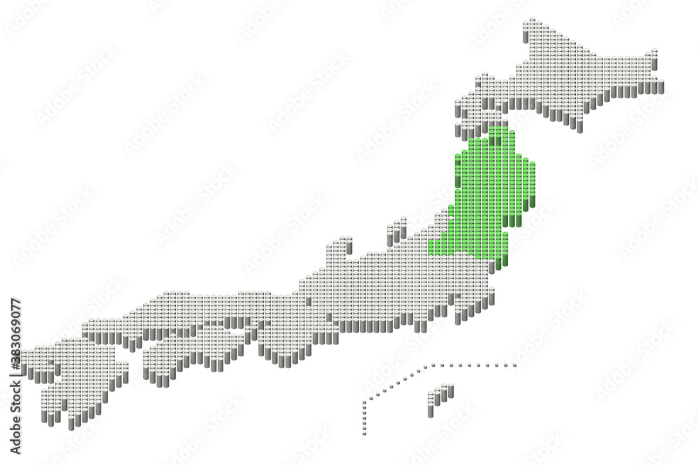 Fototapeta premium ドット日本地図3D（東北地方）