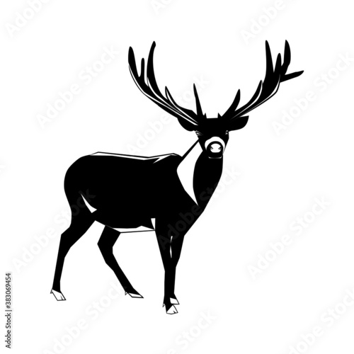 silhouette of deer isolated on white background. Vector illustration