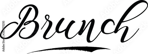 Brunch Handwritten calligraphy Black Color Text On 
White Background