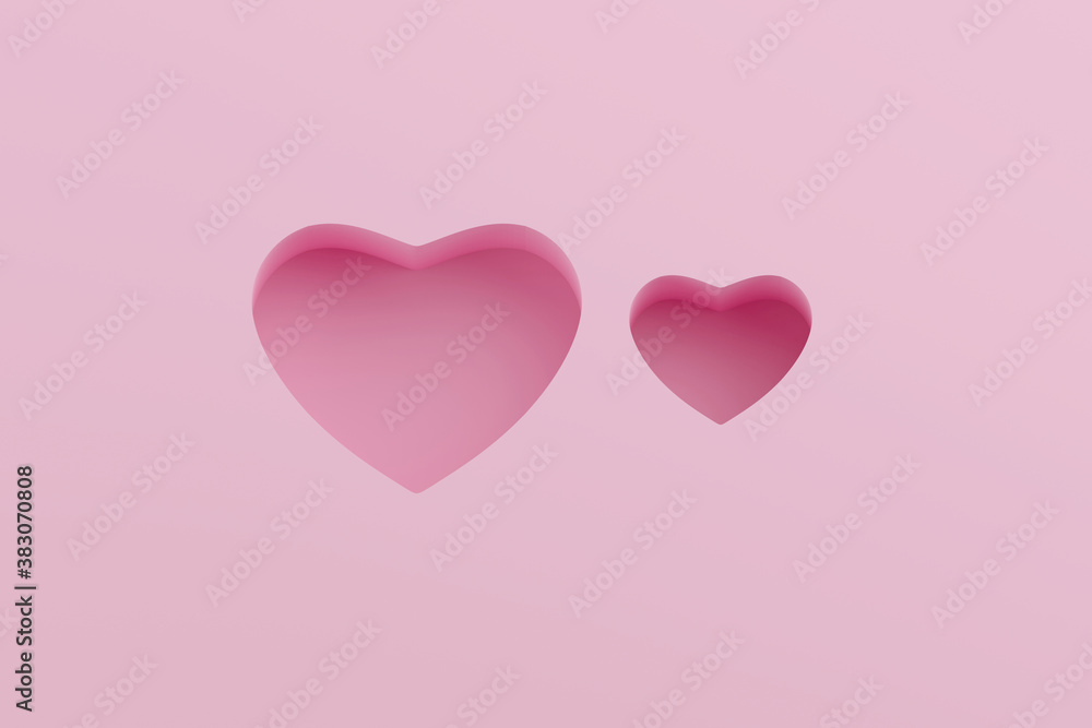pink background for Valentine's Day 3D illustration