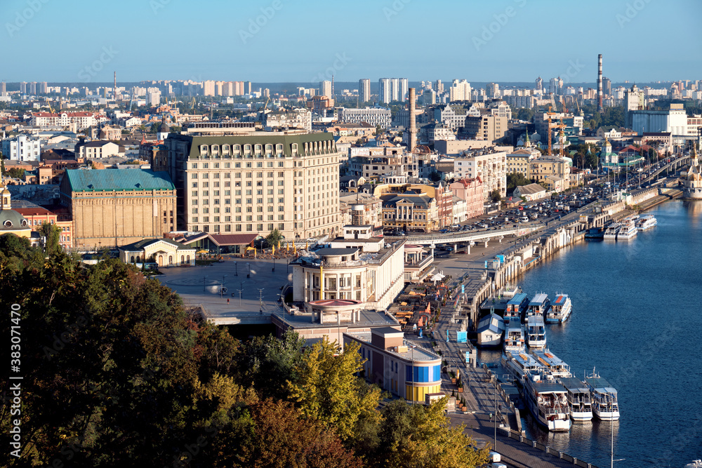 City landscape in Kyiv, Ukraine.