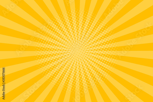 Abstract vintage retro orange rays background with halftone effect