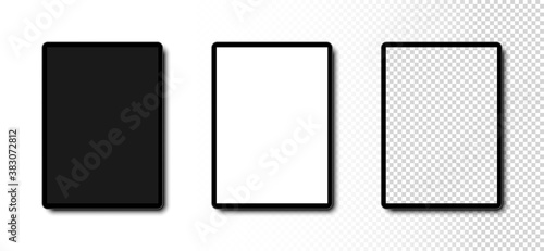Tablet mockup. Tablet with Black, White and Transparent Screen. Template mockup Tablet in realistic design. Vector illustration