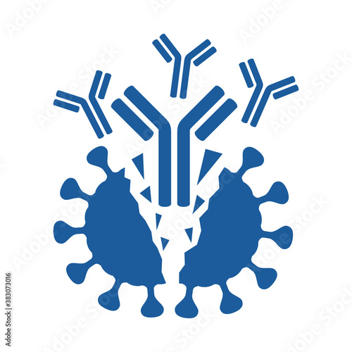 Antibody (immunoglobulin) emblem or icon - Y-shaped protein destroying pathogens -  pathogenic bacteria or viruses