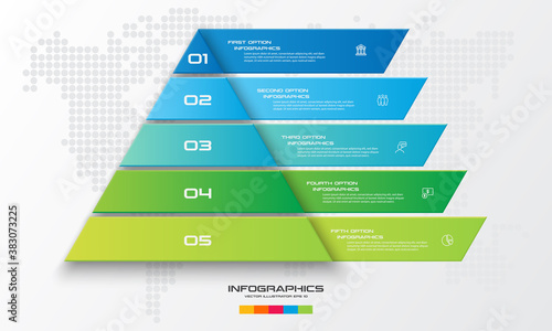 Business concept design with triangle and 5 options,Infographic template can be used for presentation,Vector illustration.
