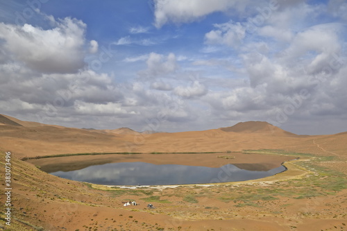 Lake Zhalate among sand dunes-Badain Jaran Desert. Alxa Plateau-Inner Mongolia-China-1079