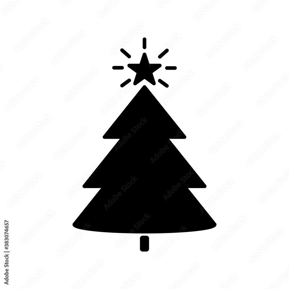 Fototapeta premium Isolated christmas tree black icon with star