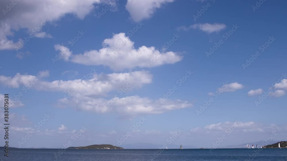 Time lapse view of sailing boats in a race. High quality 4k footage