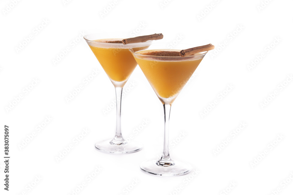 Pumpkin cocktail in glass isolated on white background