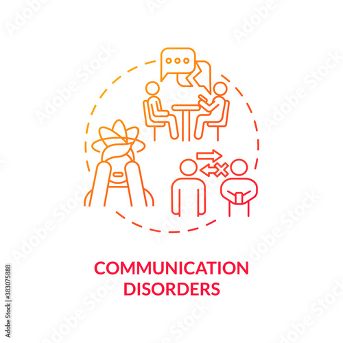 Communication disorders concept icon. Screen addiction symptom idea thin line illustration. Social interaction problems. Lack communication skills. Vector isolated outline RGB color drawing