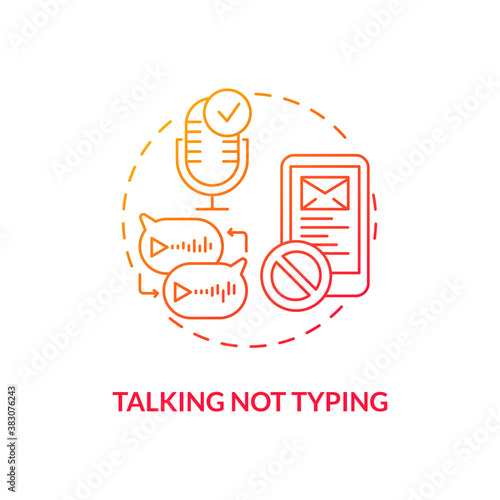 Talking not typing concept icon. Screen addiction prevention idea thin line illustration. Speech recognition process. Microphone. Online interaction. Vector isolated outline RGB color drawing
