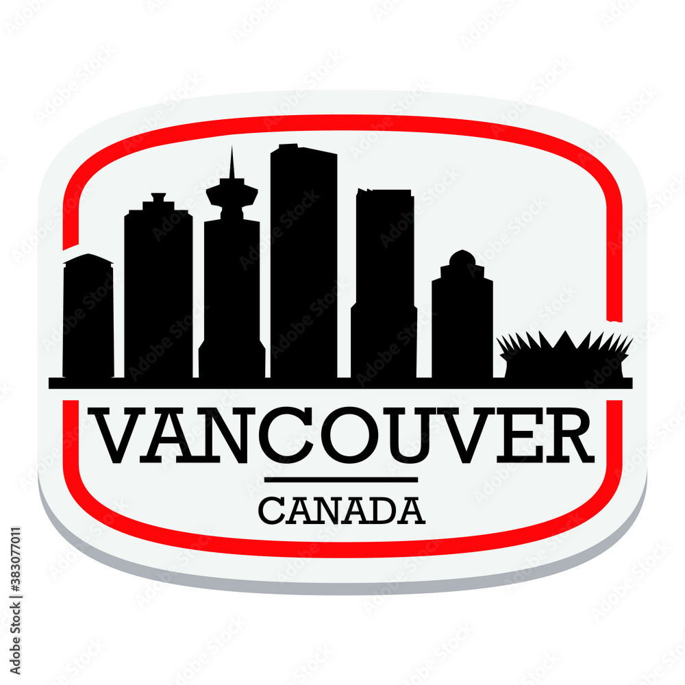 Vancouver Canada Label Stamp Icon Skyline City Design Tourism Logo.