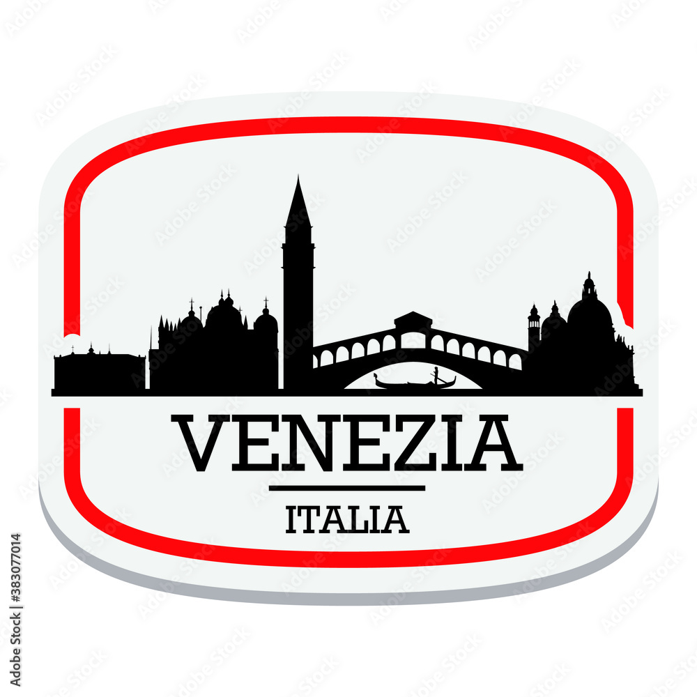 Venice Italy Label Stamp Icon Skyline City Design Tourism Logo.
