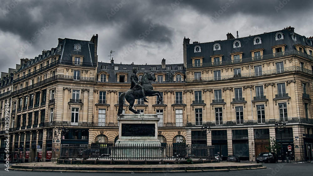 Paris, beautiful Haussmann buildings in a chic area of the french capital
