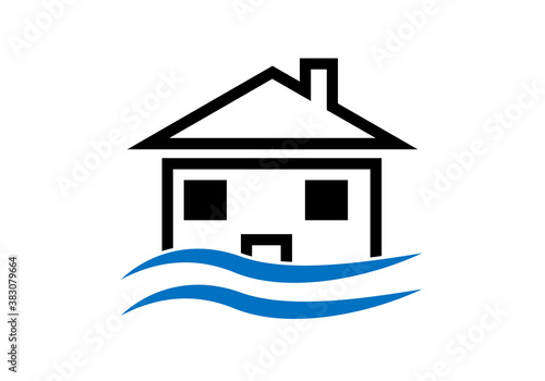 Icono representando una inundación en una casa.