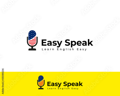 Learn speak english, logo design vector