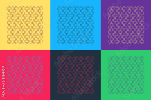 Pop art Chain Fence icon isolated on color background. Metallic wire mesh pattern. Vector.