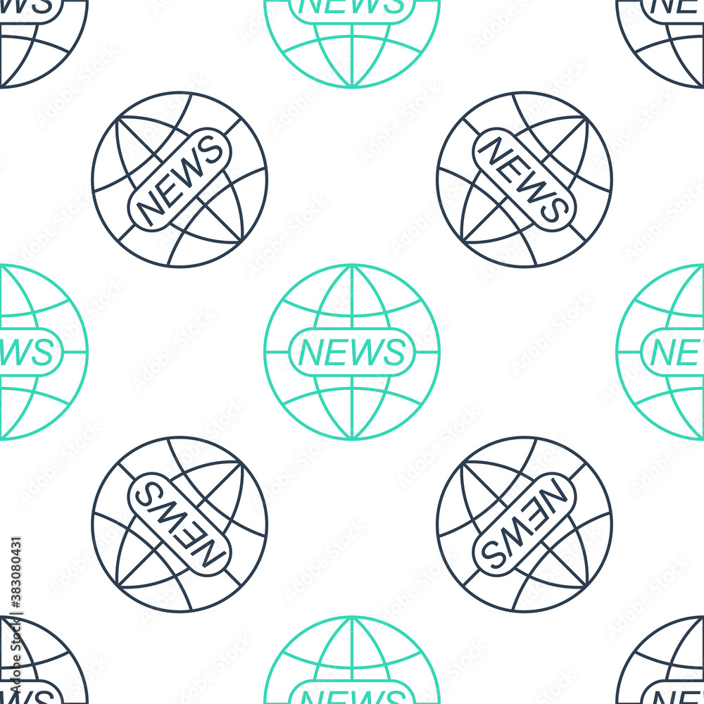 Green World and global news concept icon isolated seamless pattern on white background. World globe symbol. News sign icon. Journalism theme, live news. Vector. Green World and global news concept icon isolated seamless pattern on white background. World globe symbol. News sign icon. Journalism theme, live news. Vector.