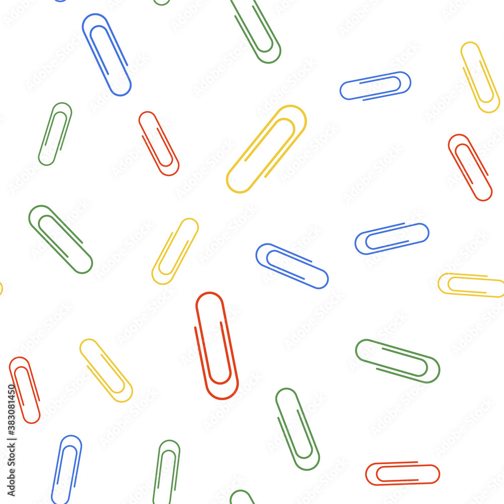 Color Paper clip icon isolated seamless pattern on white background. Vector. Color Paper clip icon isolated seamless pattern on white background. Vector.