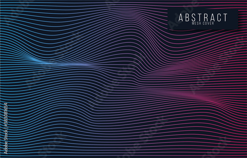 Abstract background with wavy surface of lines. Retrofuturistic vaporwave and synthwave style aesthetics.