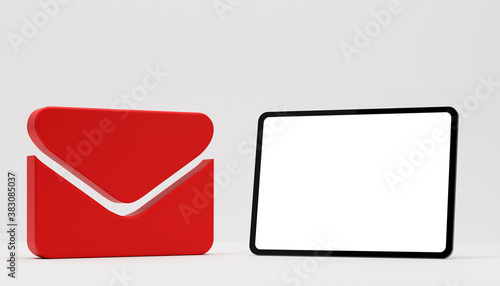 business contact icon symbol for internet with clear tablet as template - 3D Illustration