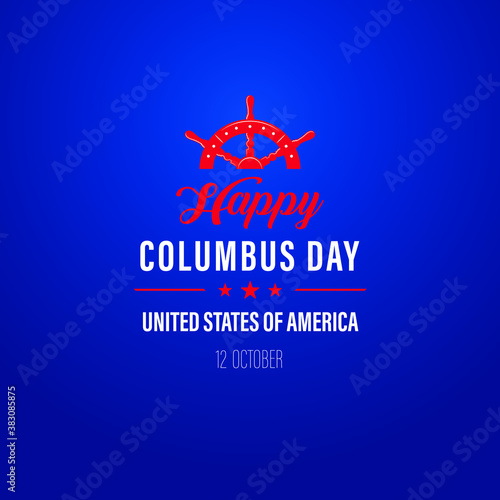 Columbus Day, the discoverer of America, usa flag and ship, holiday banner. Sailing ship with masts. Happy Columbus Day Vector illustration (Square Size)