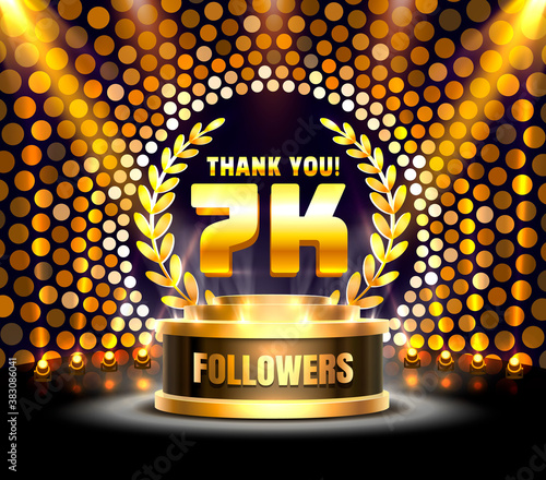 Thank you followers peoples, 7k online social group, happy banner celebrate, Vector