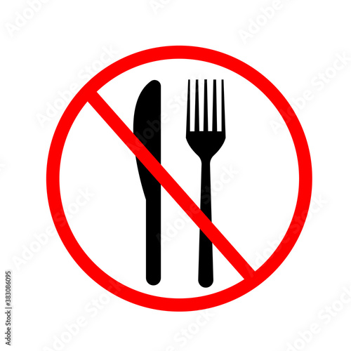 No eating icon in flat style. Starvation symbol isolated on white background