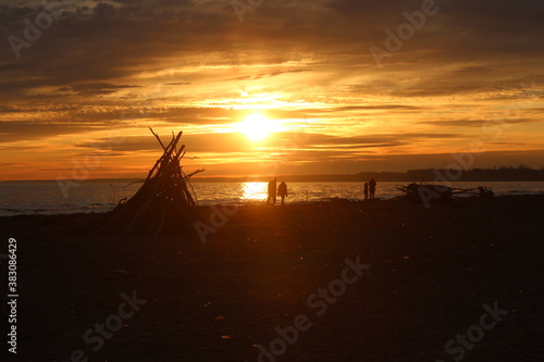 Sunset Sunrise Over Beach Water