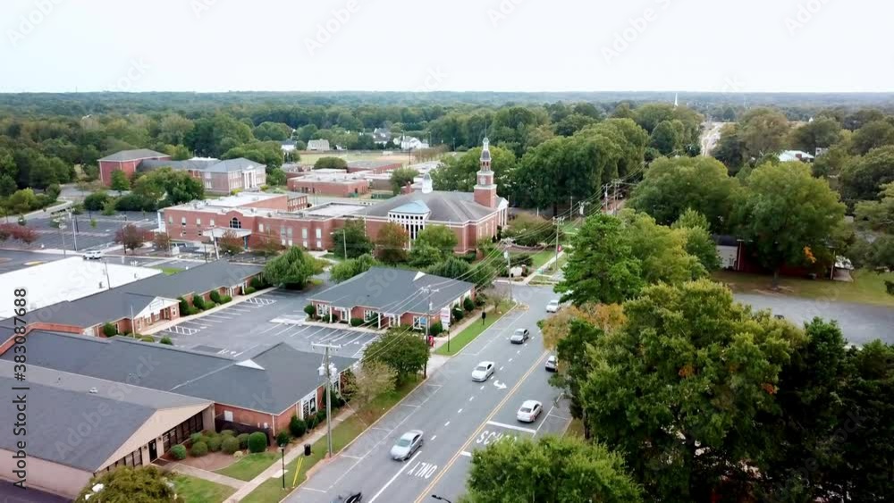 Aerial Matthews North Carolina, Matthews NC with First Baptist Church in Background Aerial Matthews North Carolina, Matthews NC with First Baptist Church in Background