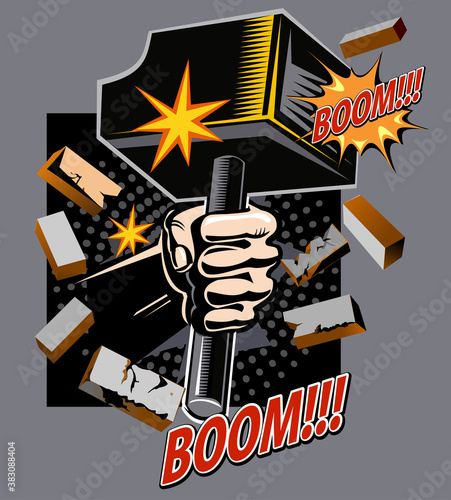 Fist and hammer Crushing blow.Thor