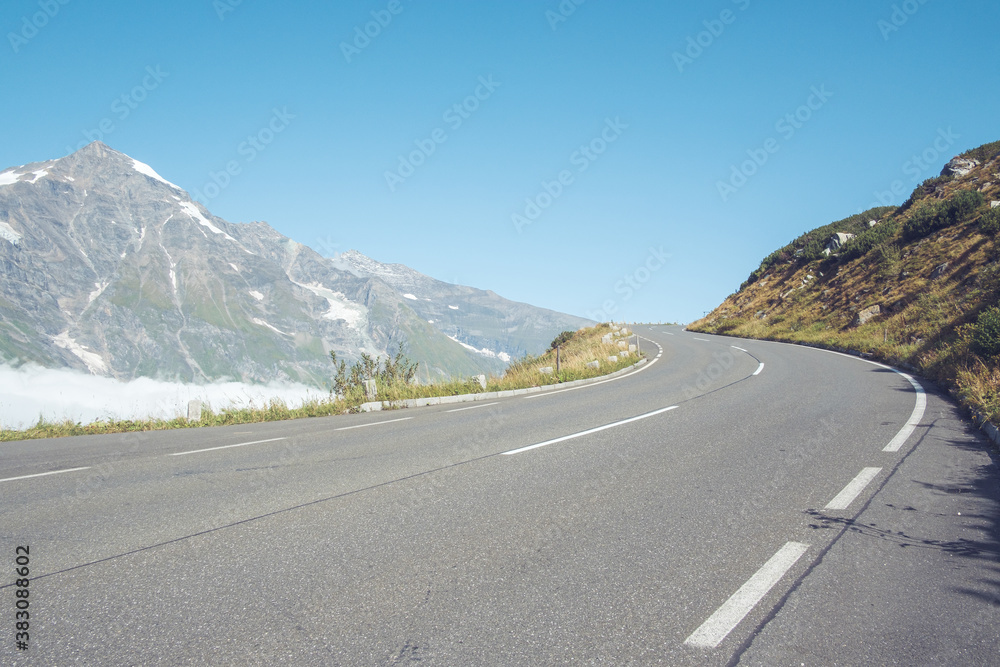 Fototapeta premium Mountain road at Austia. Backplate road. Grossglockner High Alpine Road.