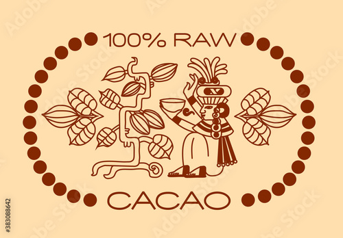 Aztec cacao food logo design with tribal elements.