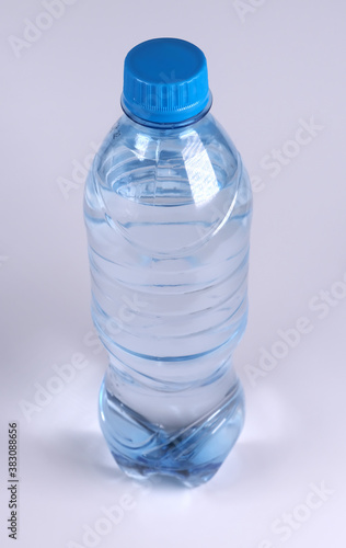 clear water bottle on white