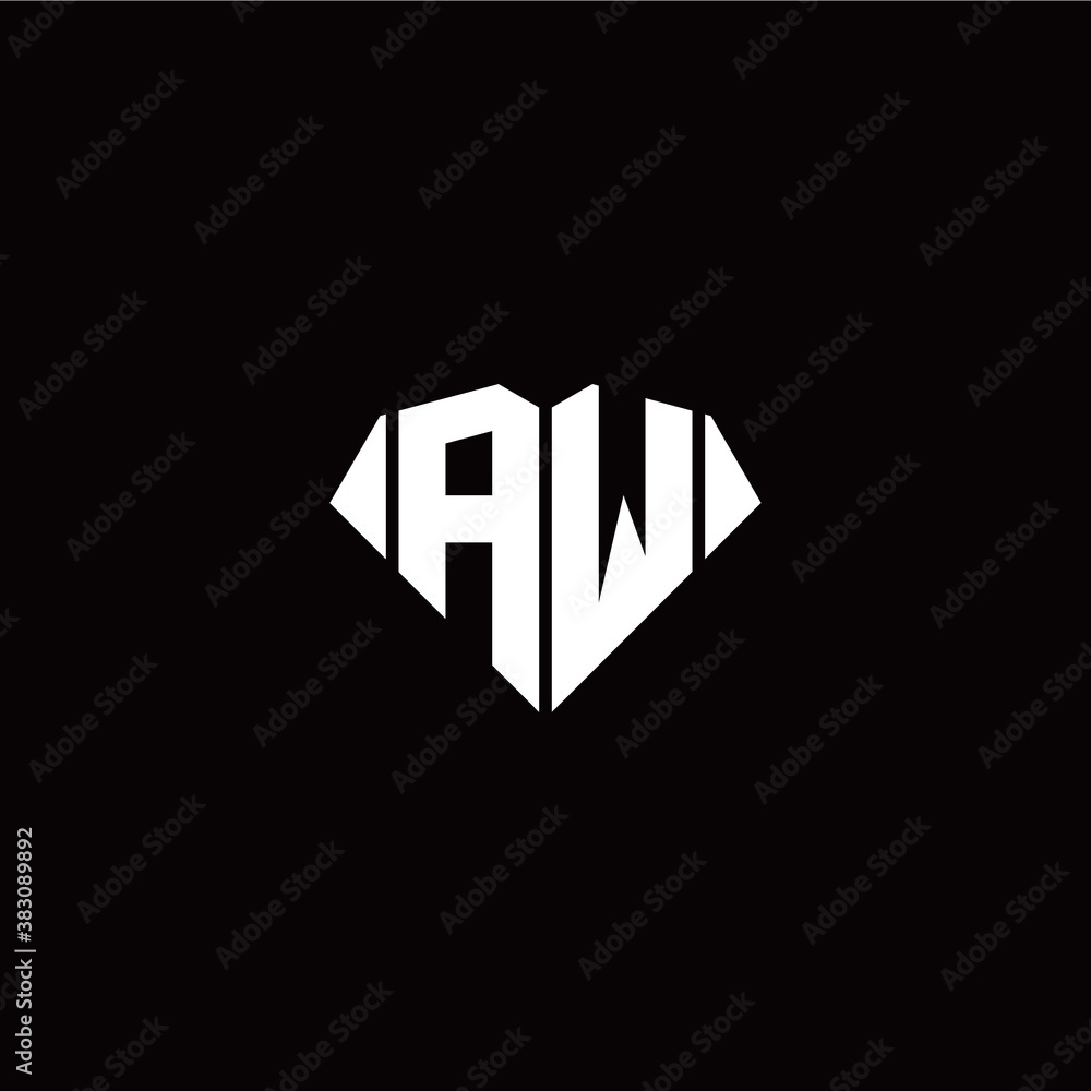 A W initial letter with diamond shape origami style logo template vector A W initial letter with diamond shape origami style logo template vector