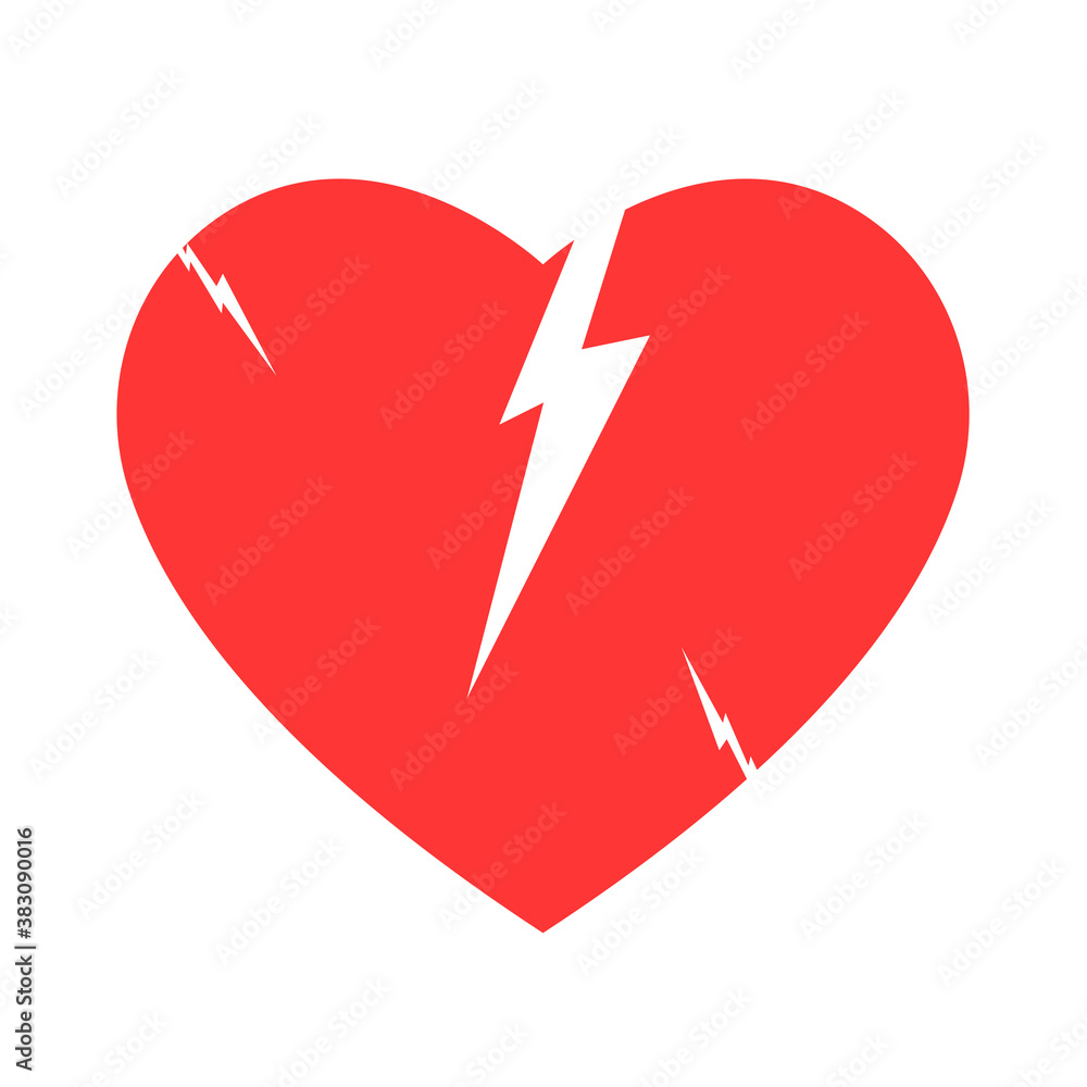 Red heartbreak / broken heart or divorce flat Red heartbreak / broken heart or divorce flat