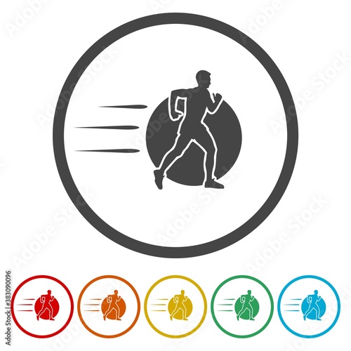 Valokuva Man running ring icon, color set