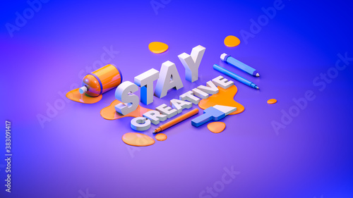 Wallpaper Mural 3d Typography, text word with Stay Creative concept Torontodigital.ca