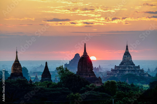 Pagodas and temples of Bagan in Myanmar  formerly Burma  a world heritage site.