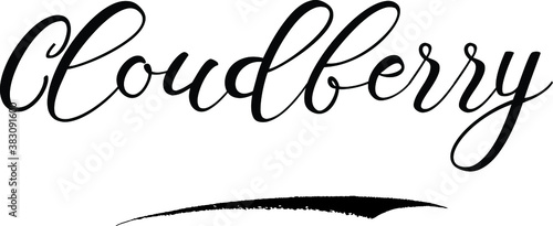 Cloudberry. Calligraphy White Color Text On Black Background