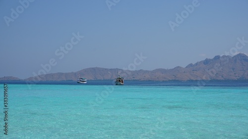 Different shades of blue in Komodo island waters
