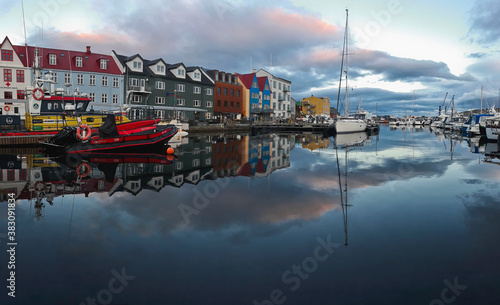 Harbour of Torshavn city - the capital of The Faroe Islands, Denmark.