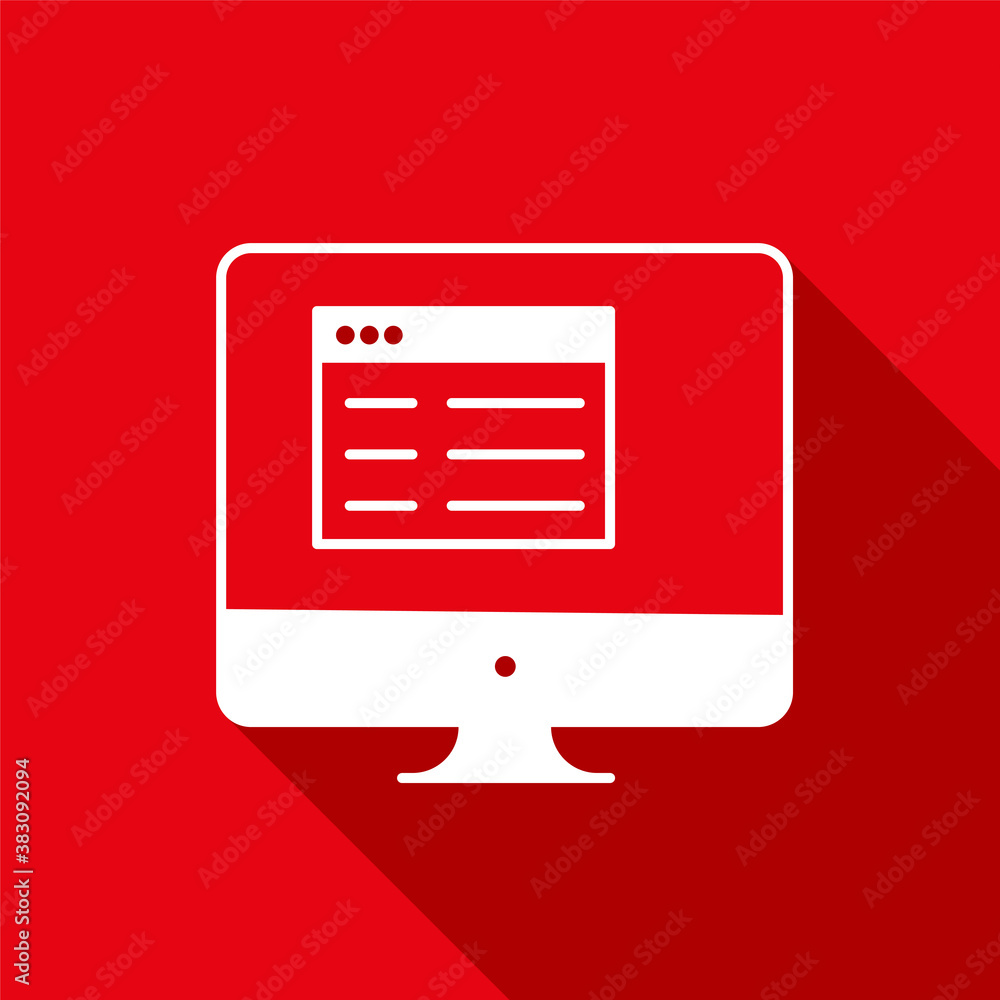 Computer monitor icon. Flat PC symbol. Vector illustration Computer monitor icon. Flat PC symbol. Vector illustration