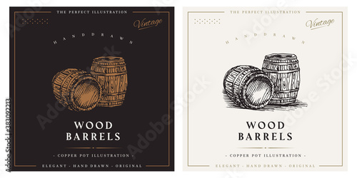 Wood Barrels cask vintage retro logo illustration