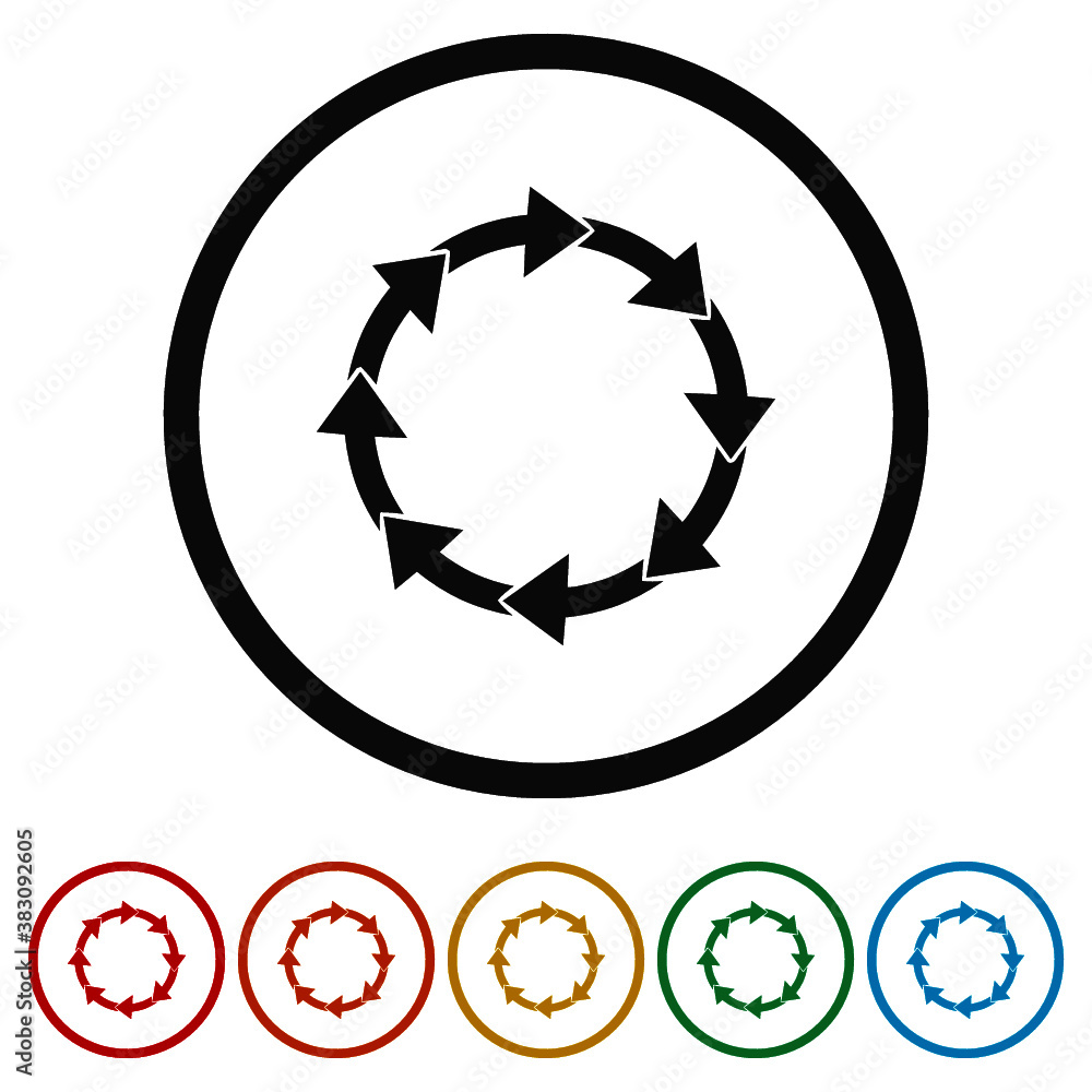 Arrows in circular motion ring, color set Arrows in circular motion ring, color set