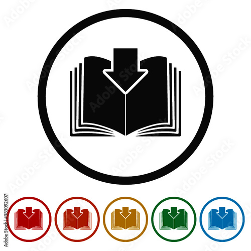 Download book ring icon, color set
